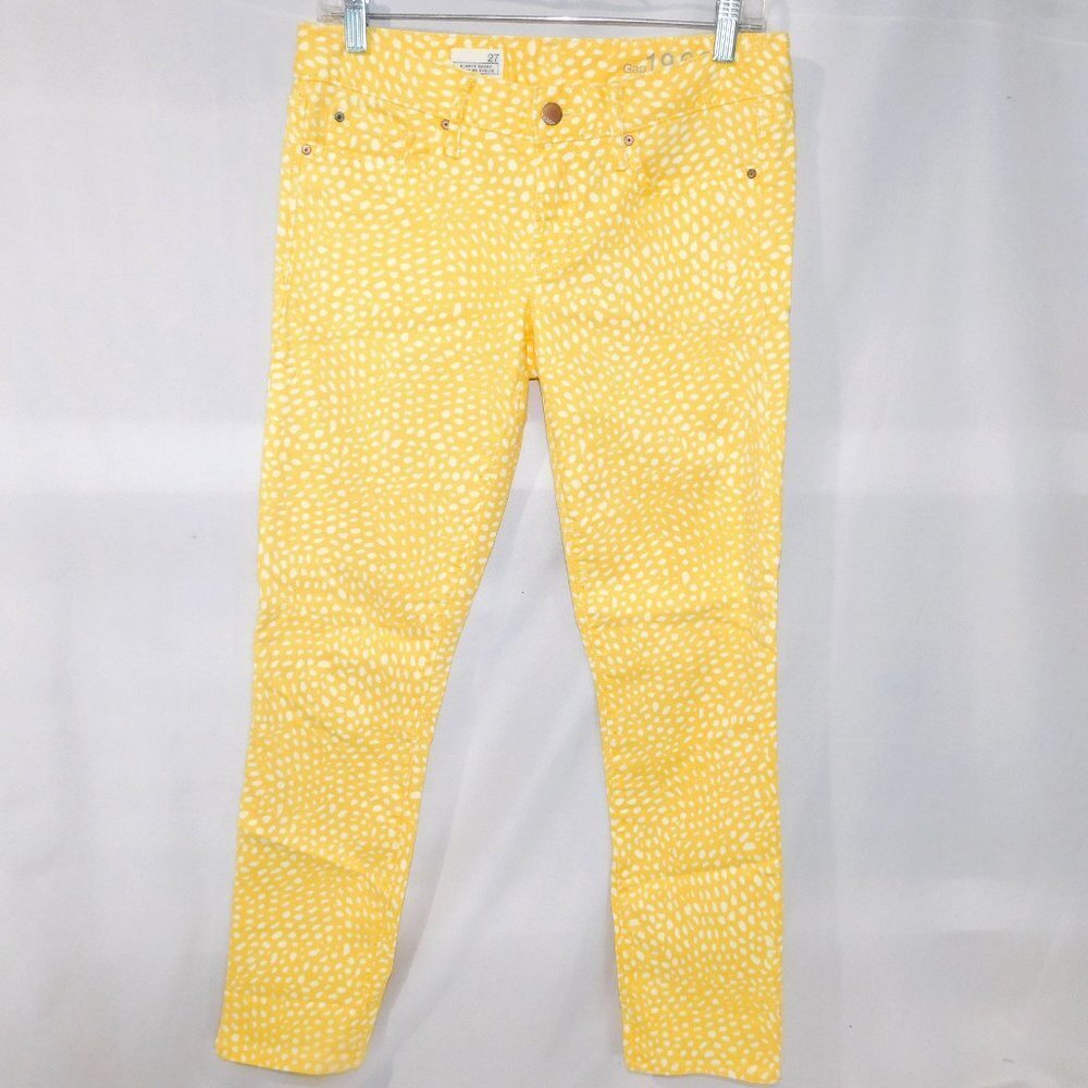 GAP 1969 Always Skinny Yellow White Polka dot Stretch Jeans Womens 27